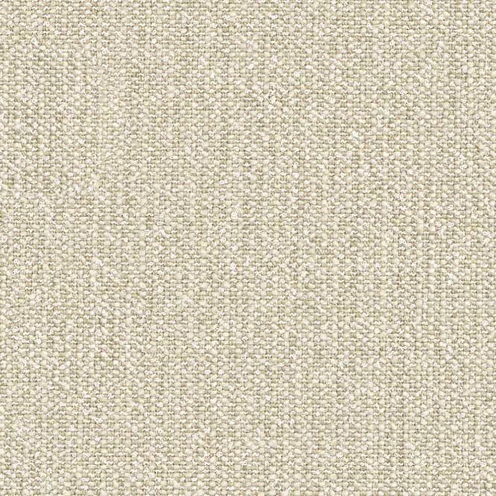Close-up of neutral cream woven upholstery fabric for modern sofas, showing a textured looped weave and yarn blend of wool, linen, rayon, acrylic and polyester.
