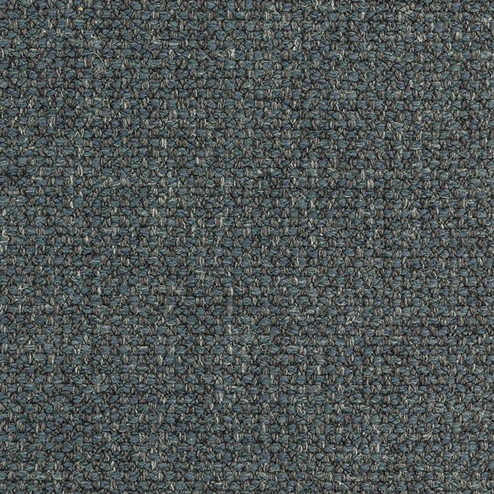 Close-up of blue-gray pebbled woven upholstery fabric in a linen-acrylic-polyester blend (13% linen, 45% acrylic, 42% polyester), showing tight textured loops ideal for sofa upholstery.