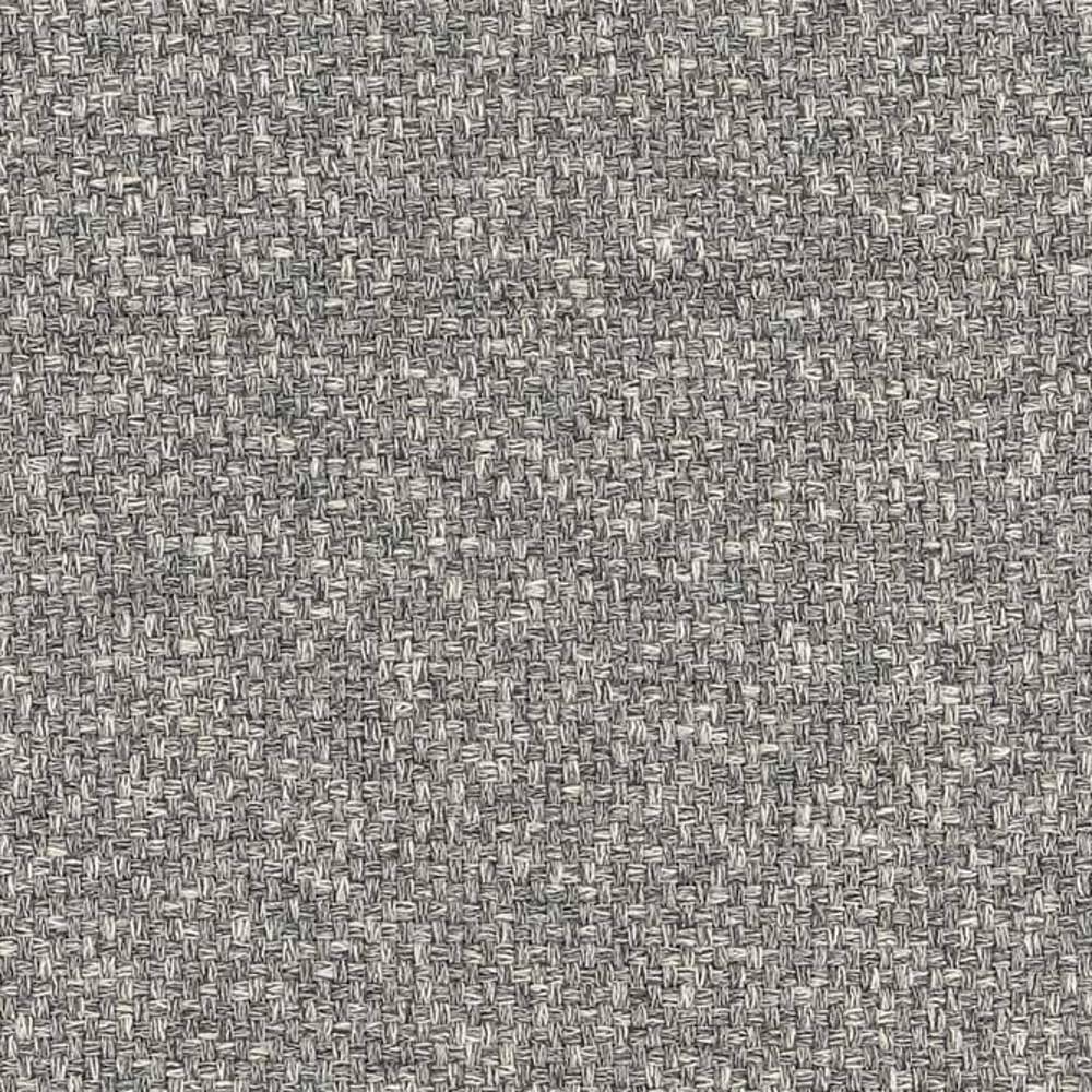Close-up of gray-beige woven upholstery fabric with a tight basketweave texture; 33% cotton, 15% rayon and 52% polyester blend suitable for sofa upholstery in a contemporary neutral style.