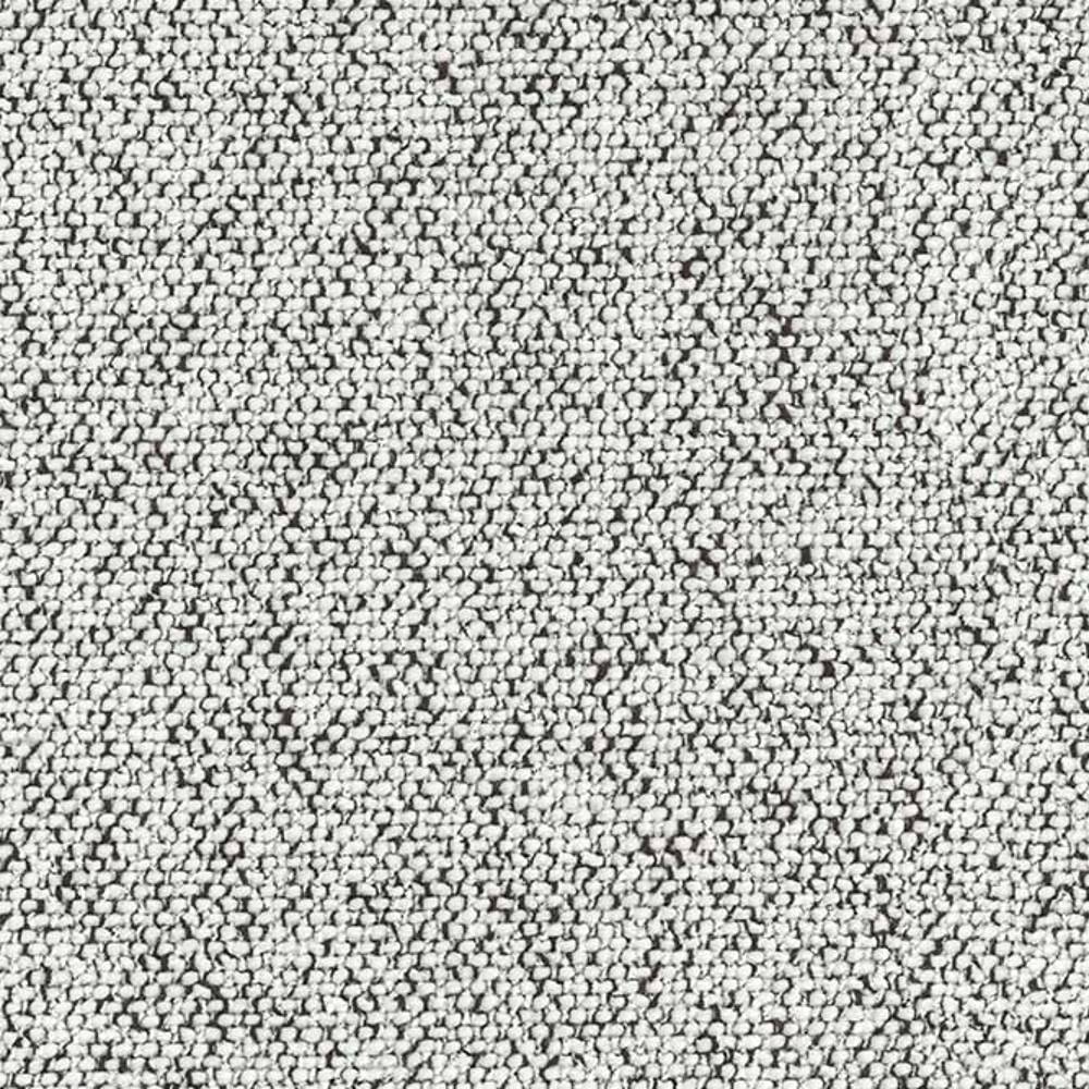 Close-up of cream boucle sofa upholstery showing a looped, pebble-like texture in a 15% cotton, 20% rayon, 10% wool, 22% acrylic and 33% polyester blend.