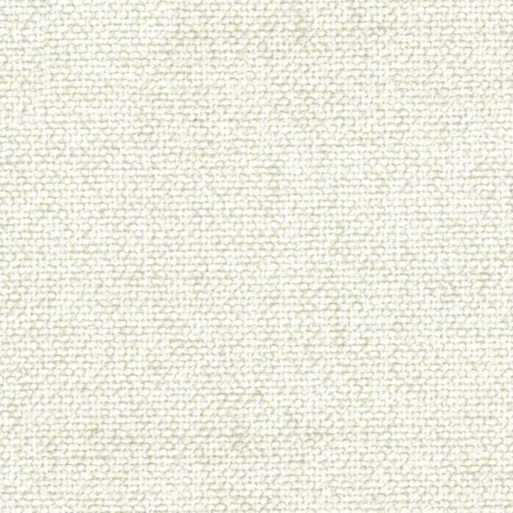 Close-up of a cream-colored upholstery fabric swatch, a mixed-fiber blend of cotton, rayon, wool, acrylic and polyester with a tight, slightly looped woven texture for contemporary sofas.