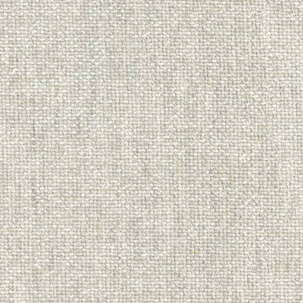 Close-up of a neutral cream upholstery fabric showing tight woven texture and subtle slub variation, with a soft matte look in a cotton, rayon, wool, acrylic and polyester blend ideal for sofas.