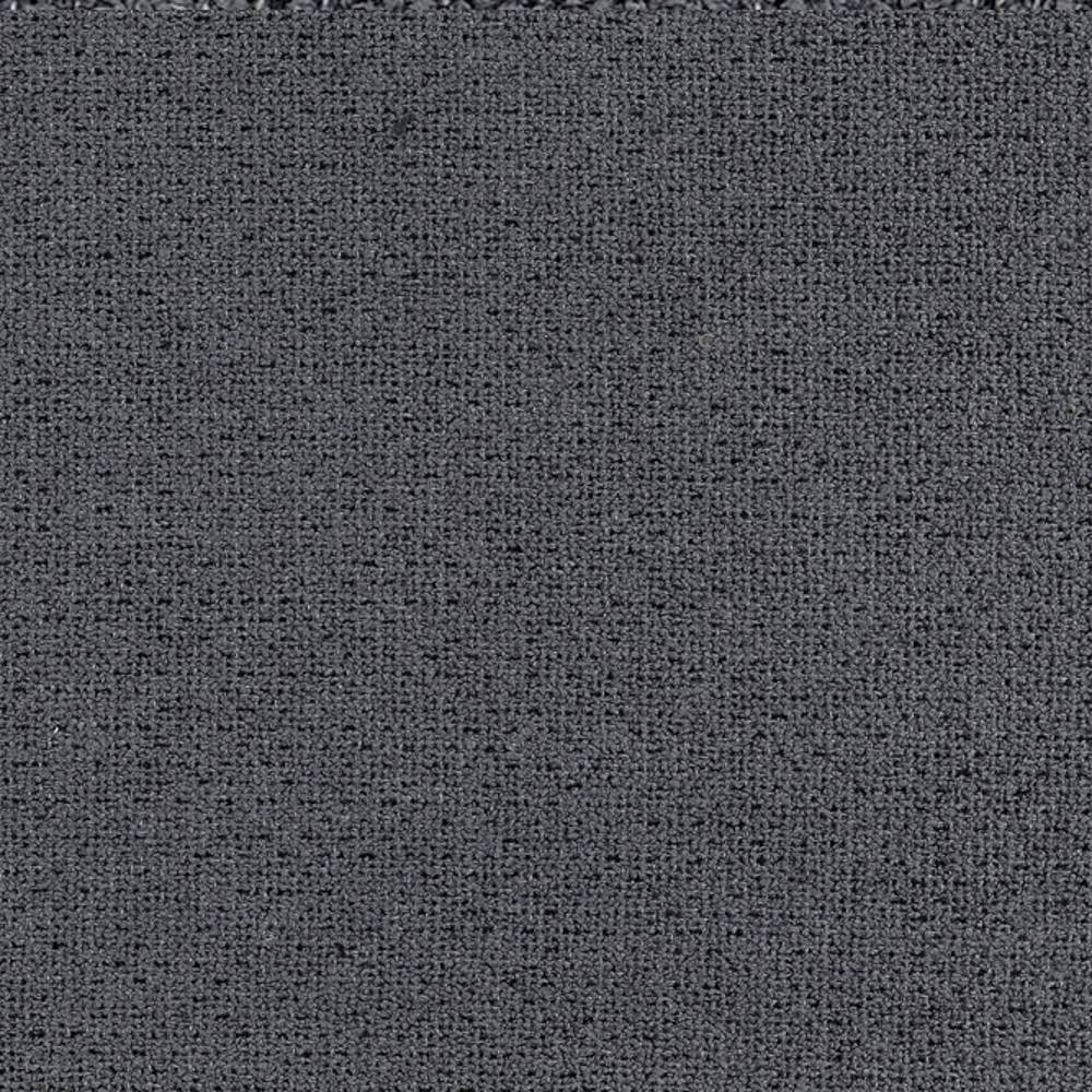 Close-up of dark gray woven upholstery fabric for sofas, 68% rayon and 32% polyester, showing a tight, uniform textured weave.
