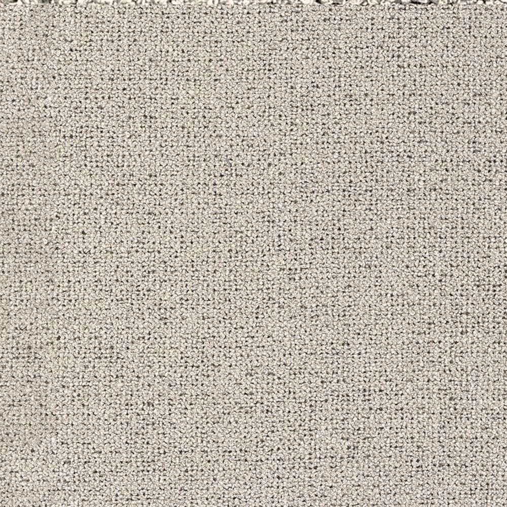 Close-up of light beige woven upholstery fabric for sofas, showing a looped textured weave with subtle flecking; 68% rayon and 32% polyester composition.