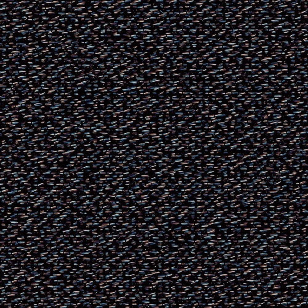 Close-up of dark speckled sofa upholstery fabric showing a tight woven texture with subtle blue and beige flecks; 38% rayon and 62% polyester, contemporary modern style.