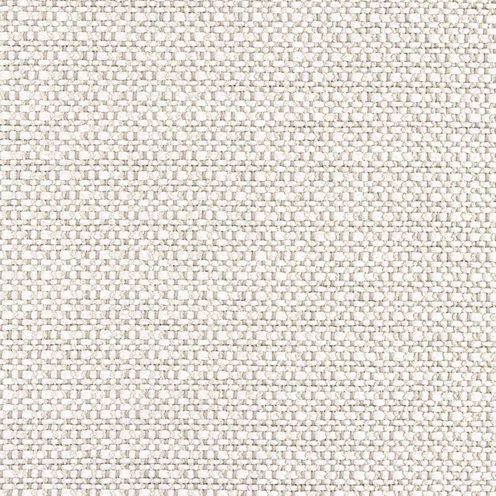 Close-up of ivory woven upholstery fabric showing a tight basket-weave texture and neutral white tones for sofa use; 78% rayon, 22% polyester, durable sample suited to modern and contemporary interiors.