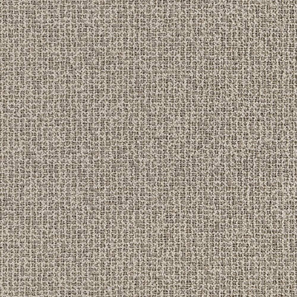 Close-up of beige woven sofa upholstery fabric with a subtle basketweave texture, 73% rayon and 27% triacetate, shown for contemporary and modern sofa applications.