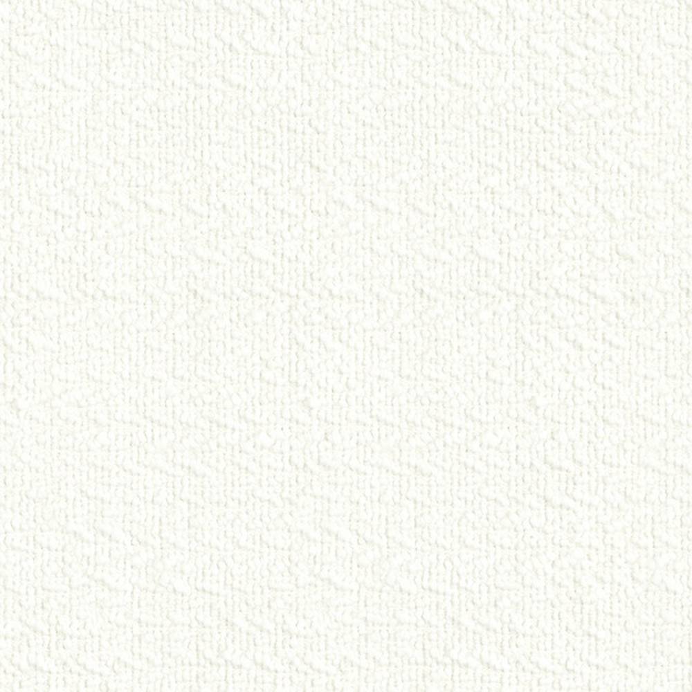 Close-up of white textured upholstery fabric with a subtle looped/bouclé surface; 18% wool, 47% acrylic, 35% polyester blend designed for sofa upholstery.