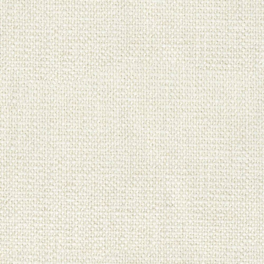 Close-up of a neutral cream woven upholstery fabric with a subtle textured basketweave appearance, ideal for contemporary sofas; blended fibers include wool, linen, viscose, acrylic and polyester.