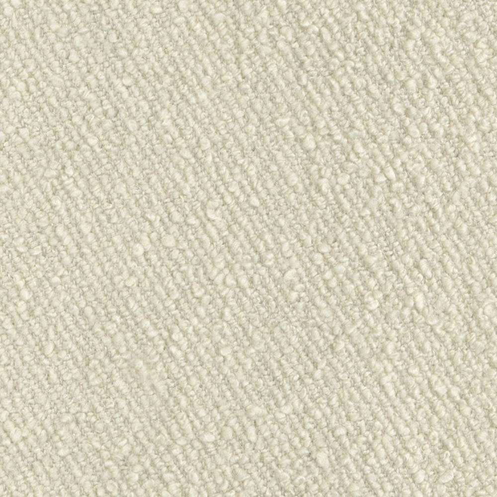 Close-up of cream bouclé upholstery fabric showing a nubby, woven texture; 24% wool, 11% linen, 15% viscose, 40% acrylic and 10% polyester blend designed for sofa upholstery.