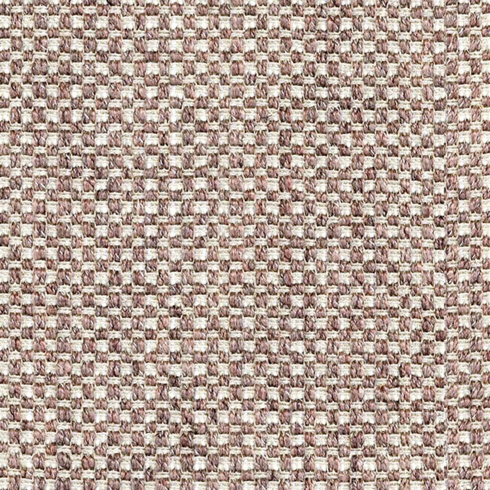 Close-up of a cream and beige woven upholstery fabric with a small basketweave texture, showing wool, linen, acrylic and polyester yarns in a durable sofa-grade blend.