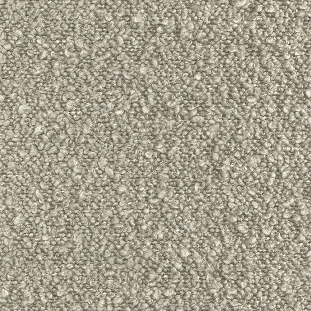 Close-up of cream boucle upholstery fabric showing dense looped texture, a neutral wool-acrylic-polyester blend (31% wool, 55% acrylic, 14% polyester) ideal for contemporary sofa upholstery.