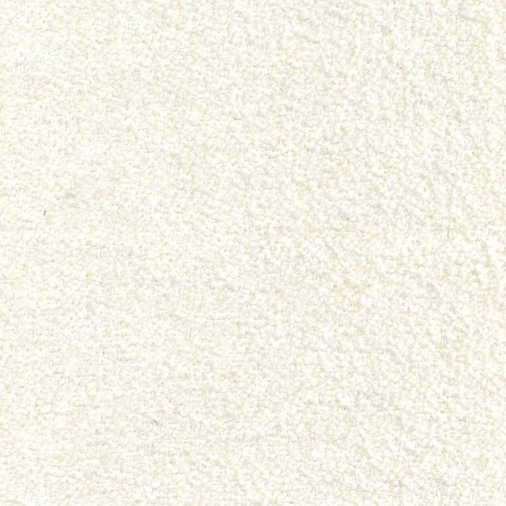 Close-up of cream boucle upholstery fabric swatch with soft looped texture in an off-white tone; composition includes wool, linen, viscose, acrylic and polyester, suitable for sofa upholstery.