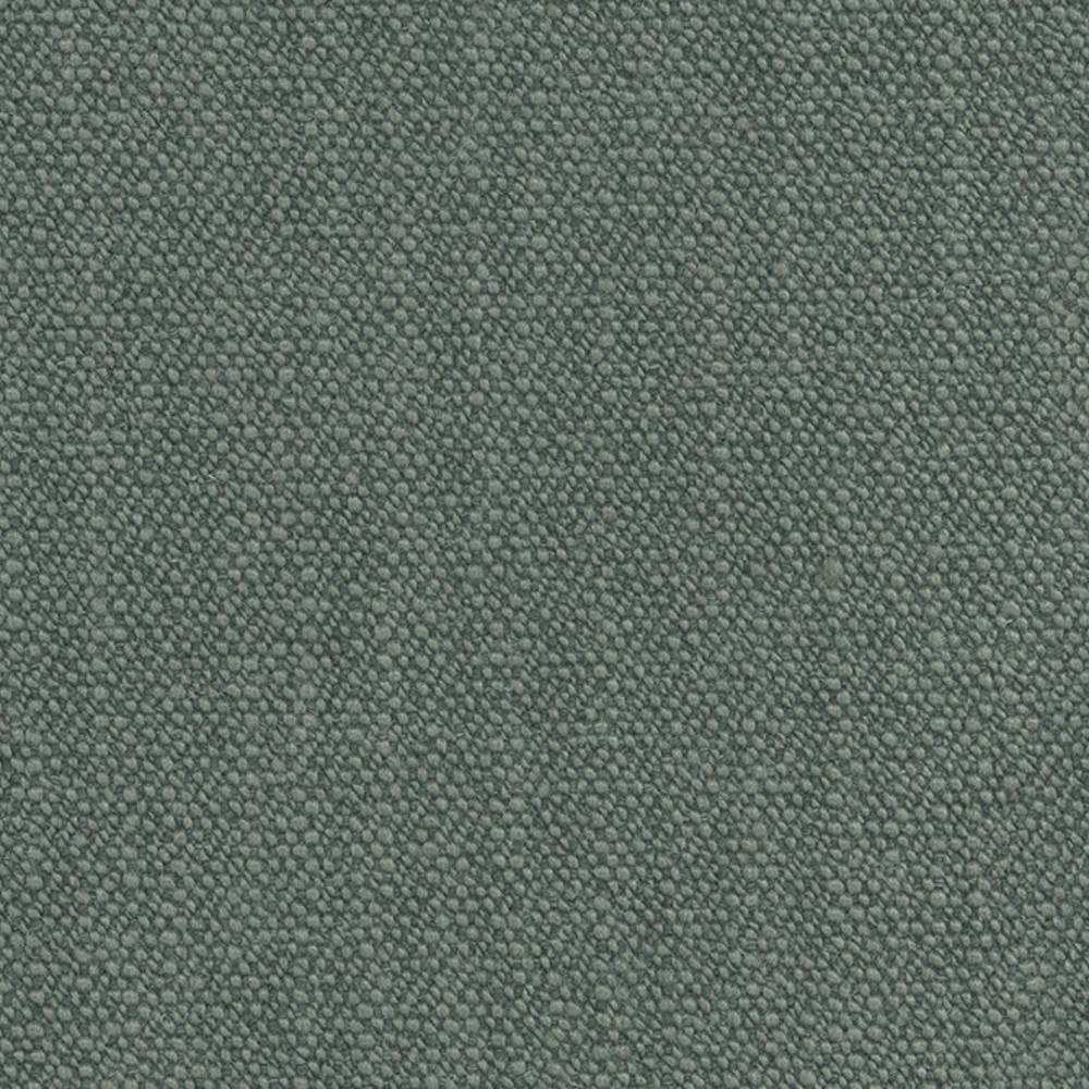 Close-up of a muted sage green-gray upholstery fabric showing a fine pebble-like woven texture; 14% wool, 3% linen, 52% acrylic and 31% polyester blend suitable for contemporary sofas.