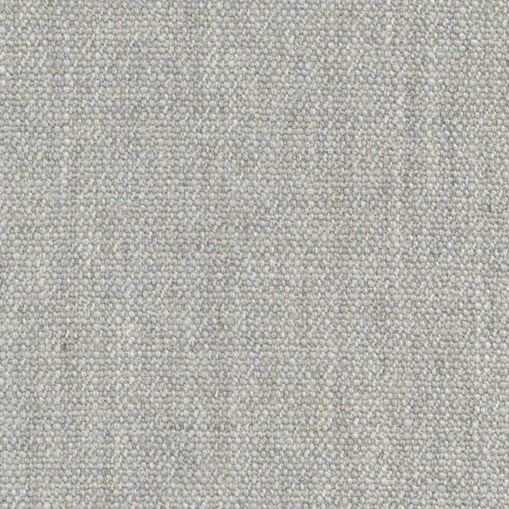 Close-up of neutral light gray woven upholstery fabric with a tight pebble texture, ideal for contemporary sofas; fabric blend: 14% wool, 3% linen, 52% acrylic, 31% polyester.