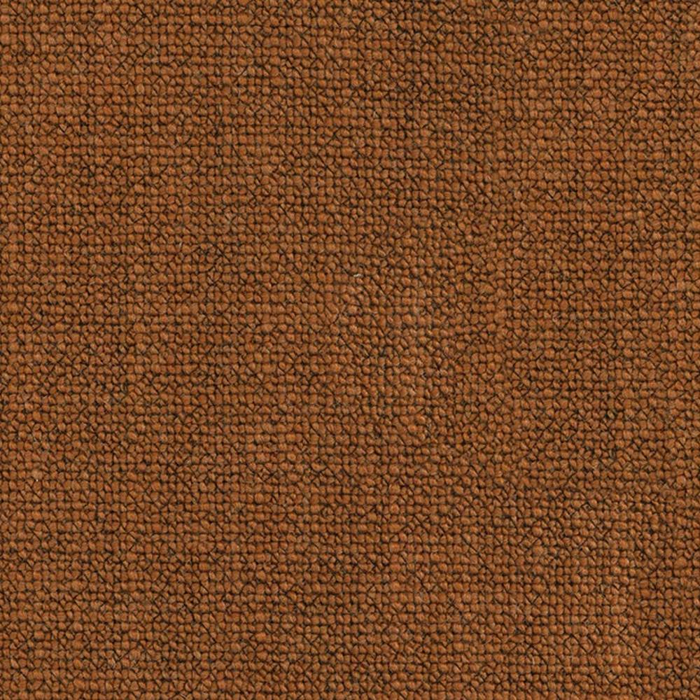 Close-up of warm brown looped upholstery fabric with pebble-like texture, heavy-duty 18% wool, 57% acrylic, 24% polyester blend designed for contemporary sofas.