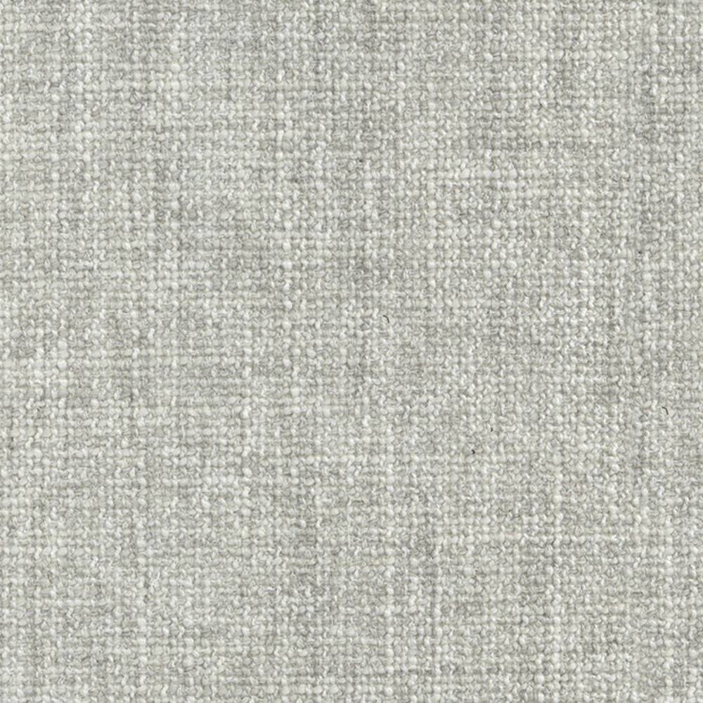 Close-up of light gray wool-acrylic-polyester upholstery fabric showing a tight boucle-like weave and subtle heathered texture, suitable for contemporary sofas.