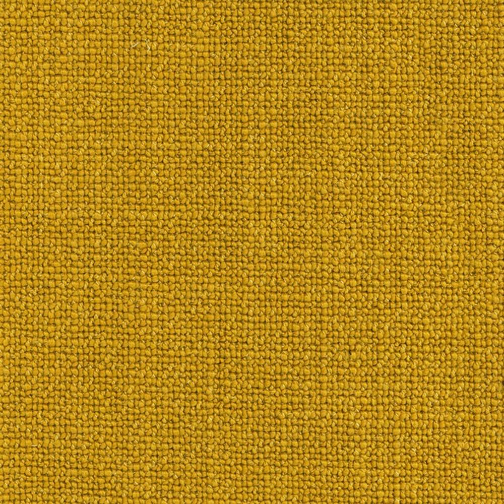 Close-up of mustard yellow textured upholstery fabric in an 18% wool, 57% acrylic and 24% polyester blend, showing a tight looped weave ideal for durable contemporary sofa upholstery.