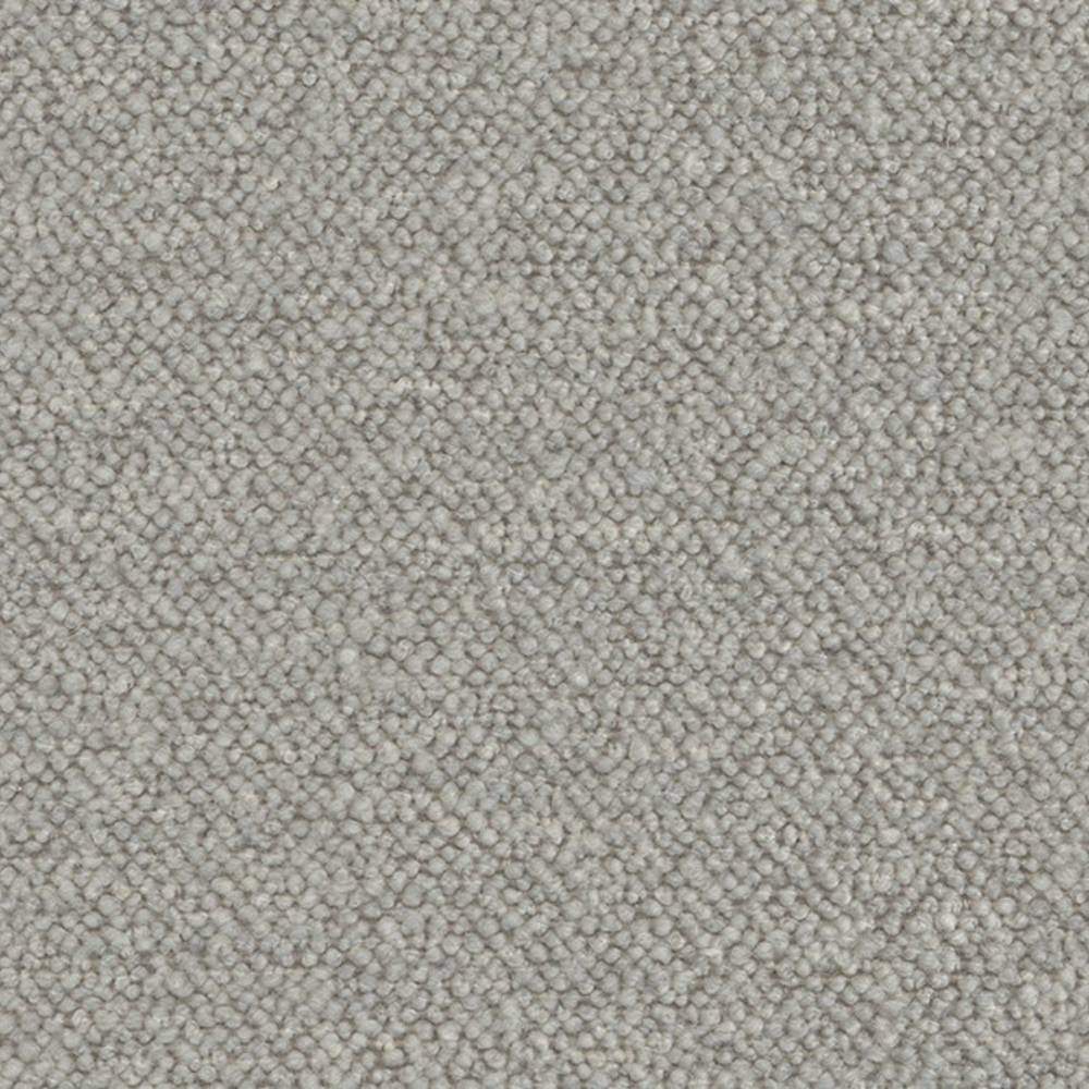 Close-up of neutral beige boucle upholstery fabric (30% wool, 50% acrylic, 20% polyester) showing dense looped texture ideal for sofas and heavy-duty indoor use.