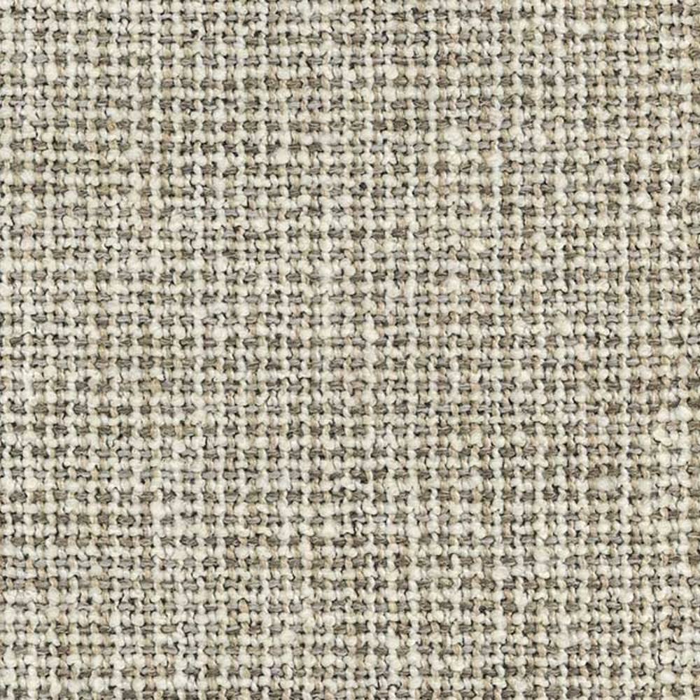 Close-up of neutral beige woven upholstery fabric showing a textured, looped weave with subtle multi-tone flecks; 8% wool, 10% linen, 35% acrylic and 47% polyester blend for sofa use.