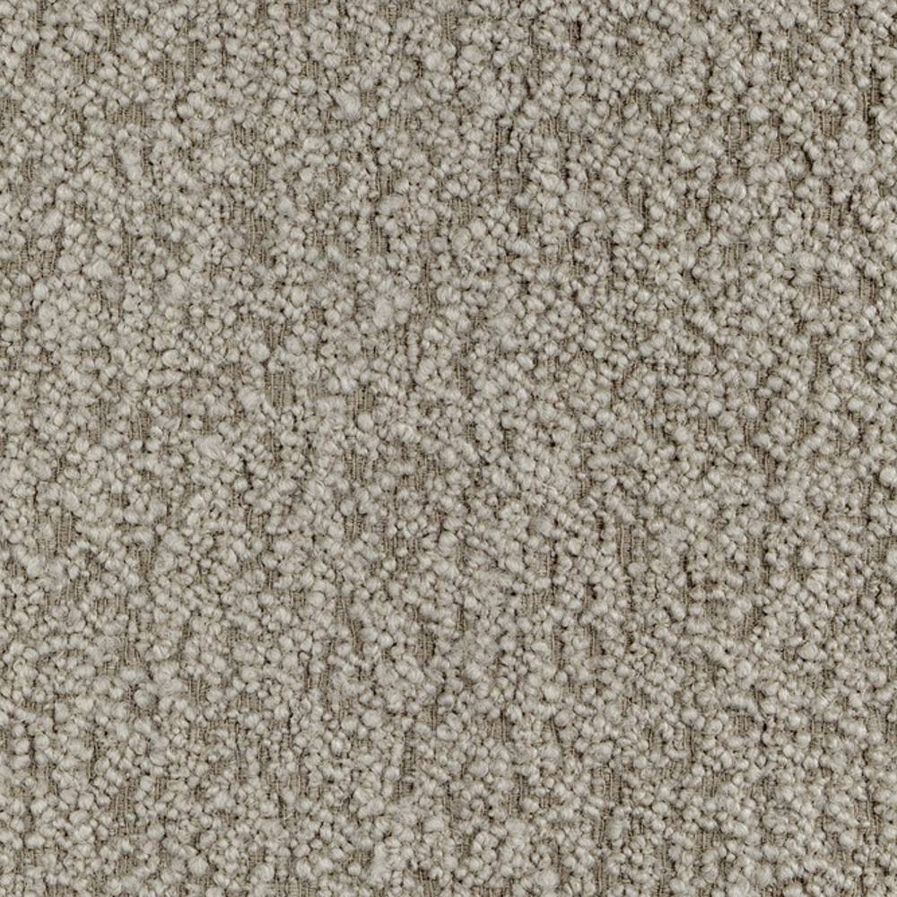 Close-up of cream boucle upholstery fabric showing dense nubby looped texture in a 30% wool, 47% acrylic, 23% polyester blend, ideal for modern sofa upholstery.