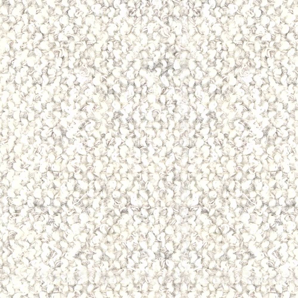 Close-up of cream boucle upholstery fabric showing dense looped texture and subtle neutral flecking; high-performance blend of wool, rayon, acrylic and triacetate suitable for sofa upholstery.