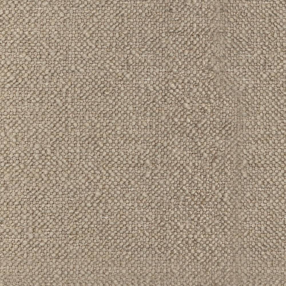 Close-up of neutral beige boucle upholstery fabric with a tight looped weave, showing 30% wool and 43% acrylic blend that creates a soft, durable texture ideal for sofas.