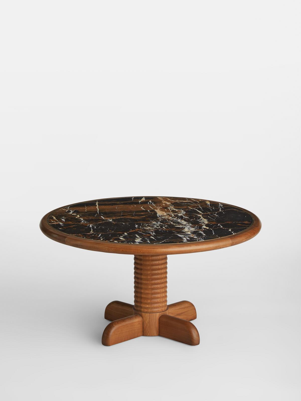 The Fallows Dining Table in Teak and Marble