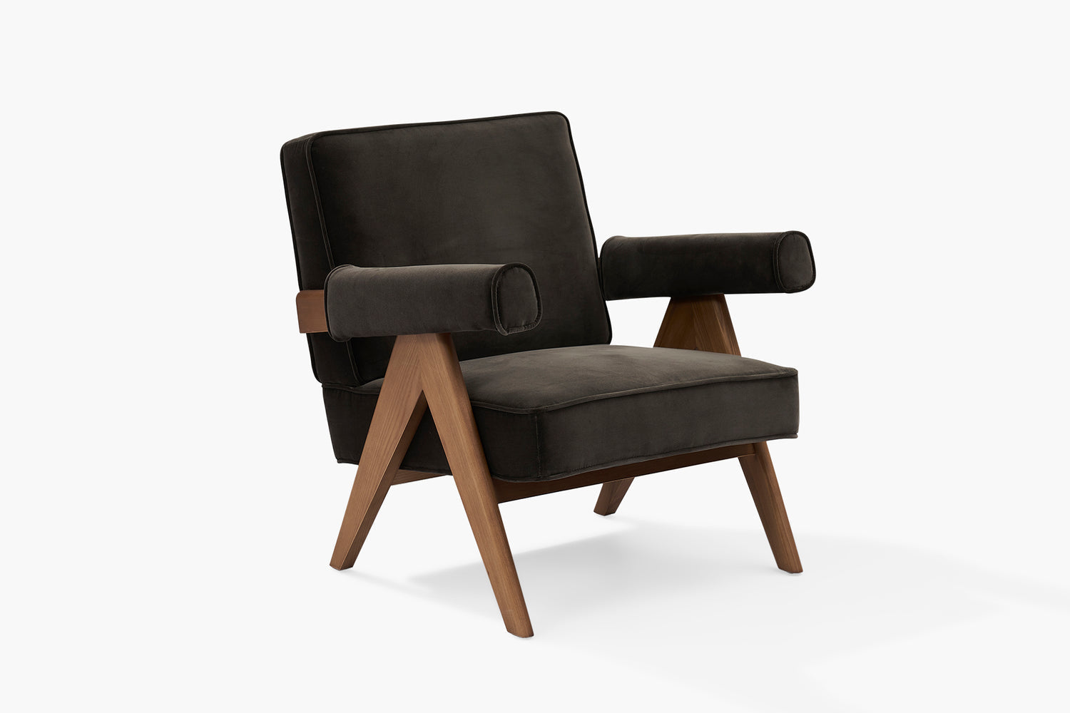 Jeanneret Boucle & Leather Upholstered Accent Chair - INTERIORTONIC