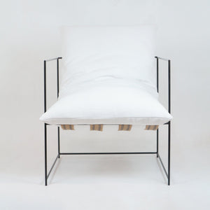Pavillion Chair in White Linen - INTERIORTONIC