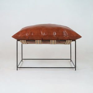 Pavilion Ottoman with Red Leather - INTERIORTONIC