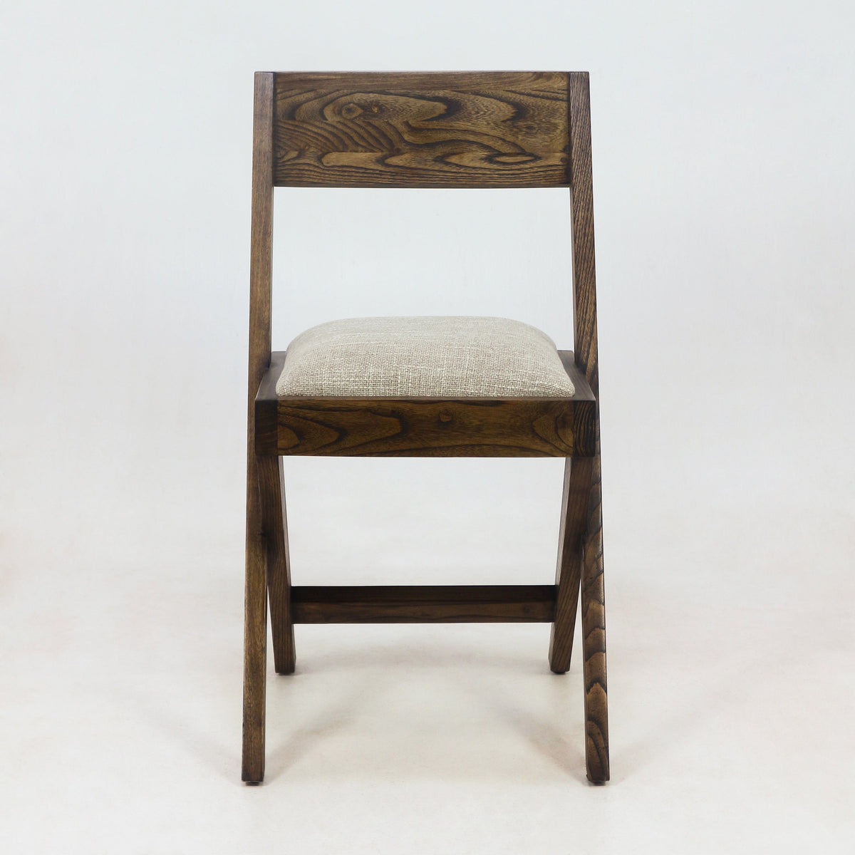 Solid Oak Jeanneret Inspired Side Chair with Cushion
