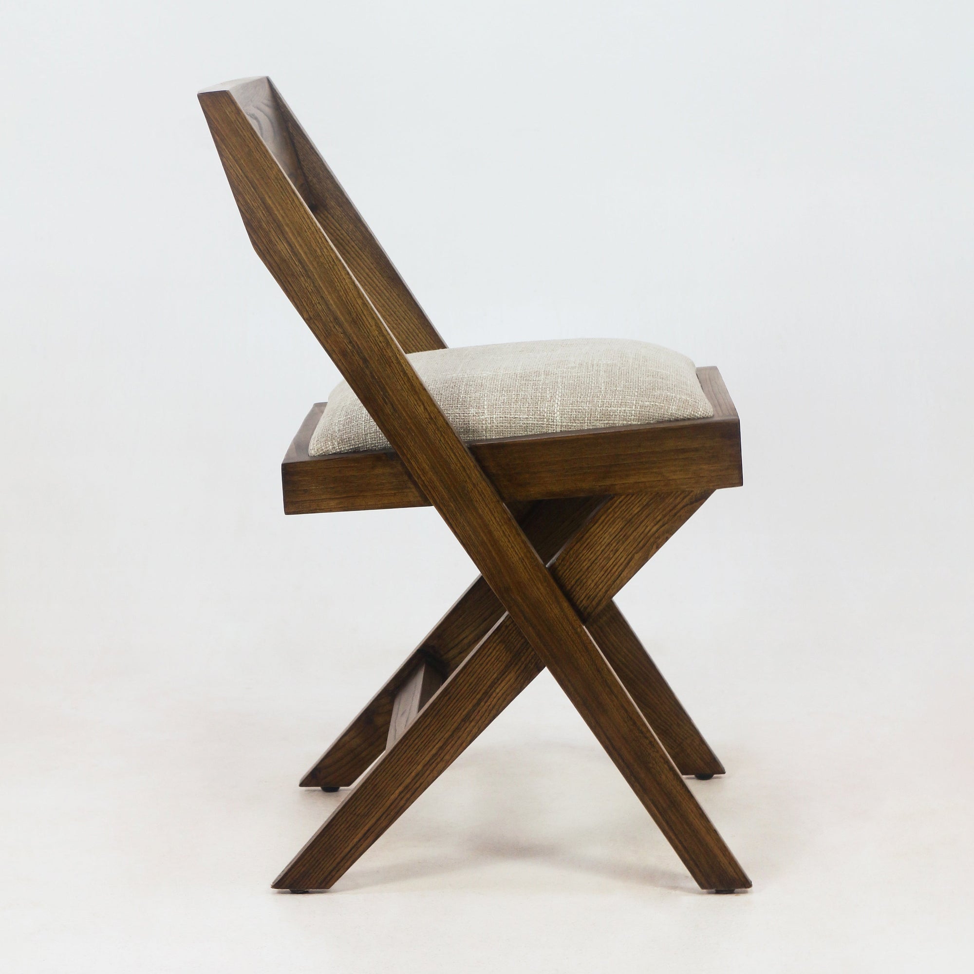 Solid Oak Jeanneret Inspired Side Chair with Cushion - INTERIORTONIC