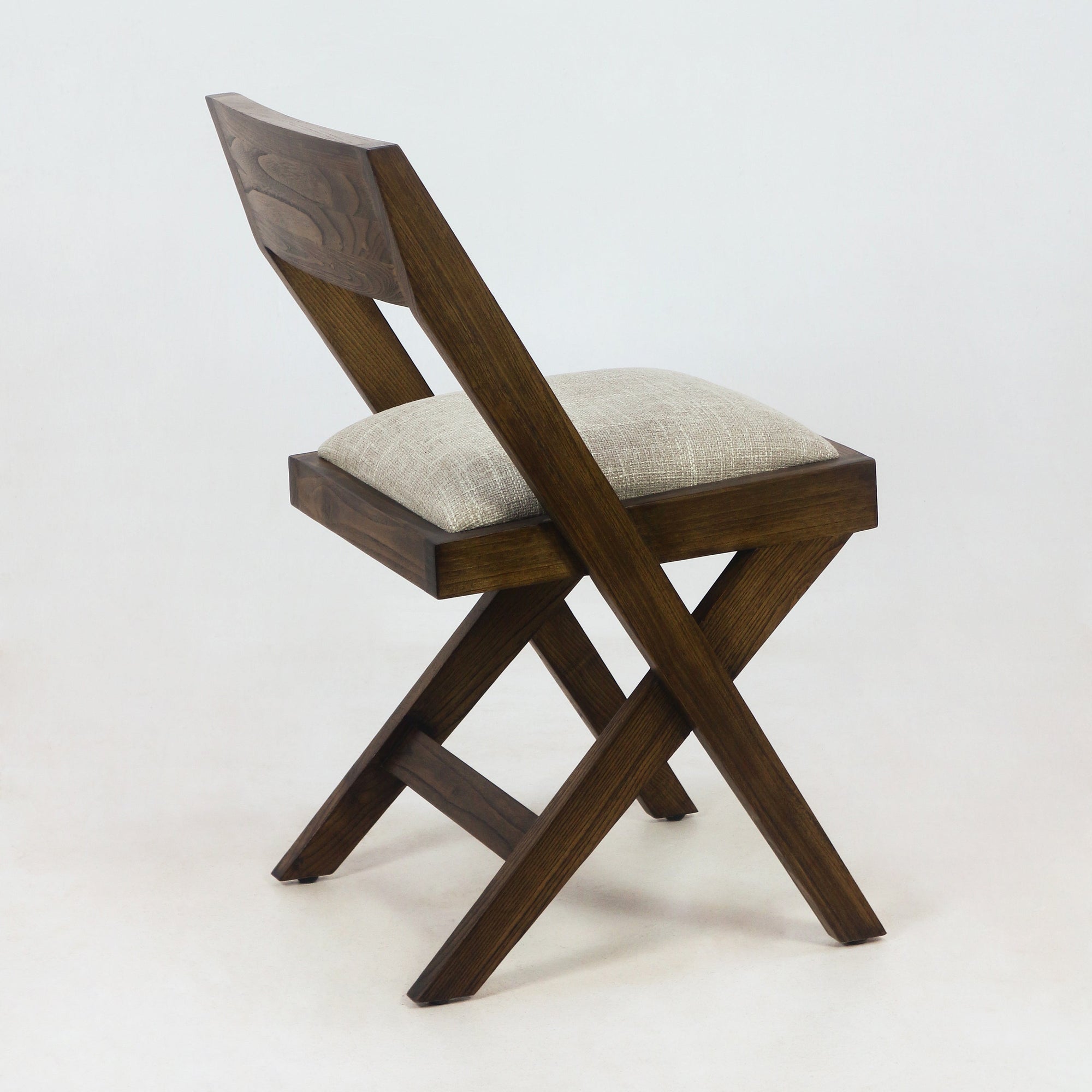 Solid Oak Jeanneret Inspired Side Chair with Cushion