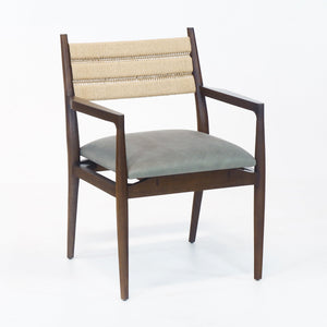 Samsara Dining Chair with Rope Backrest with Tan Leather Seat