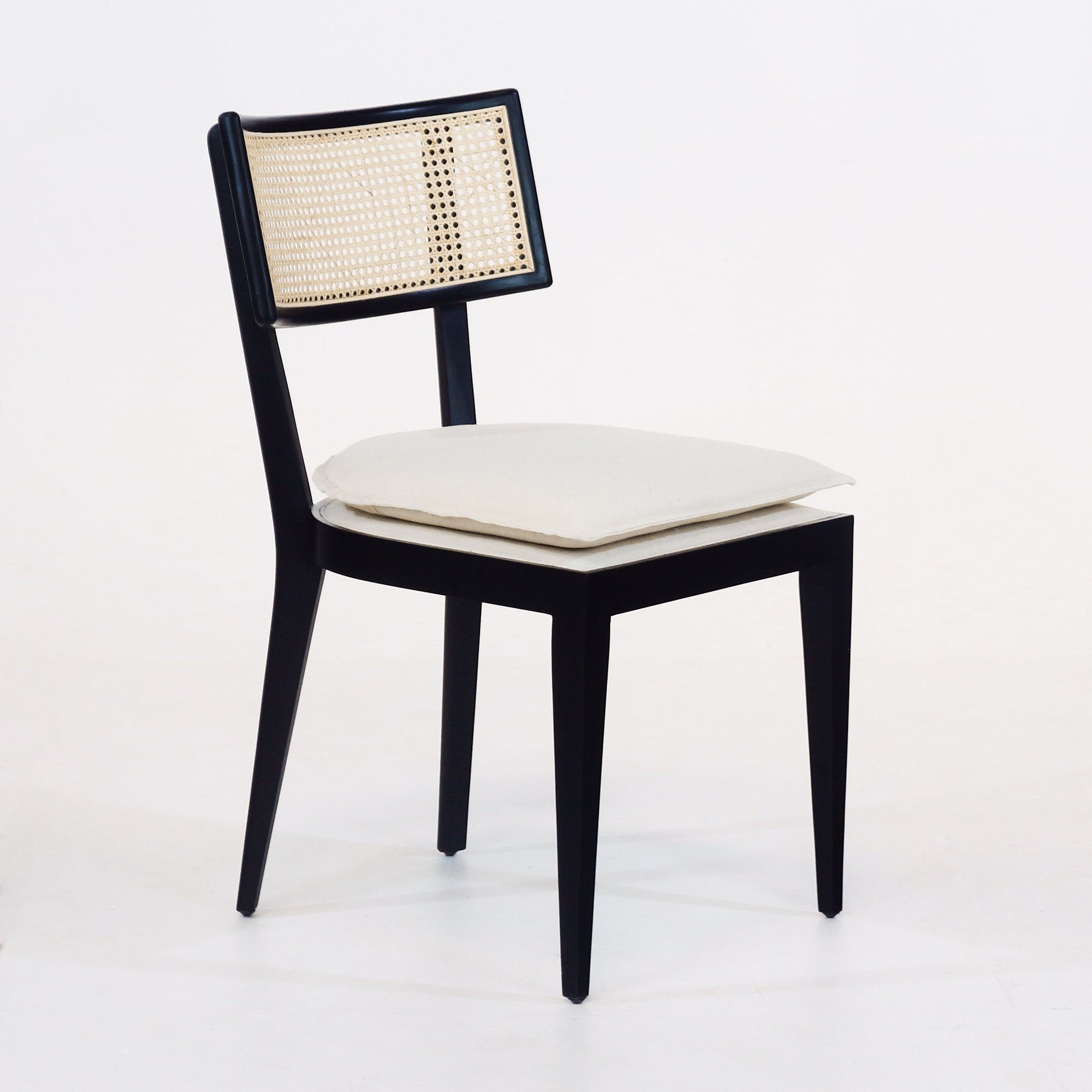 Francois Dining Chair with Rattan Backrest and Upholstered Seat - INTERIORTONIC