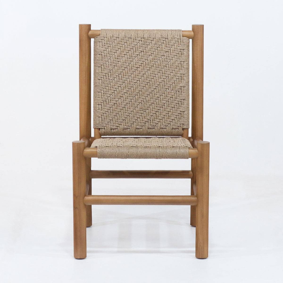 Spyros Teak &amp; Polypropylene Woven Dining Chair - INTERIORTONIC
