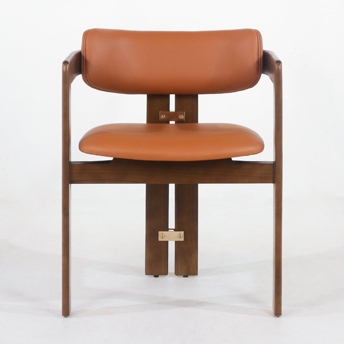 Pamplona Walnut Brown &amp; Tan Leather Dining Chair - INTERIORTONIC