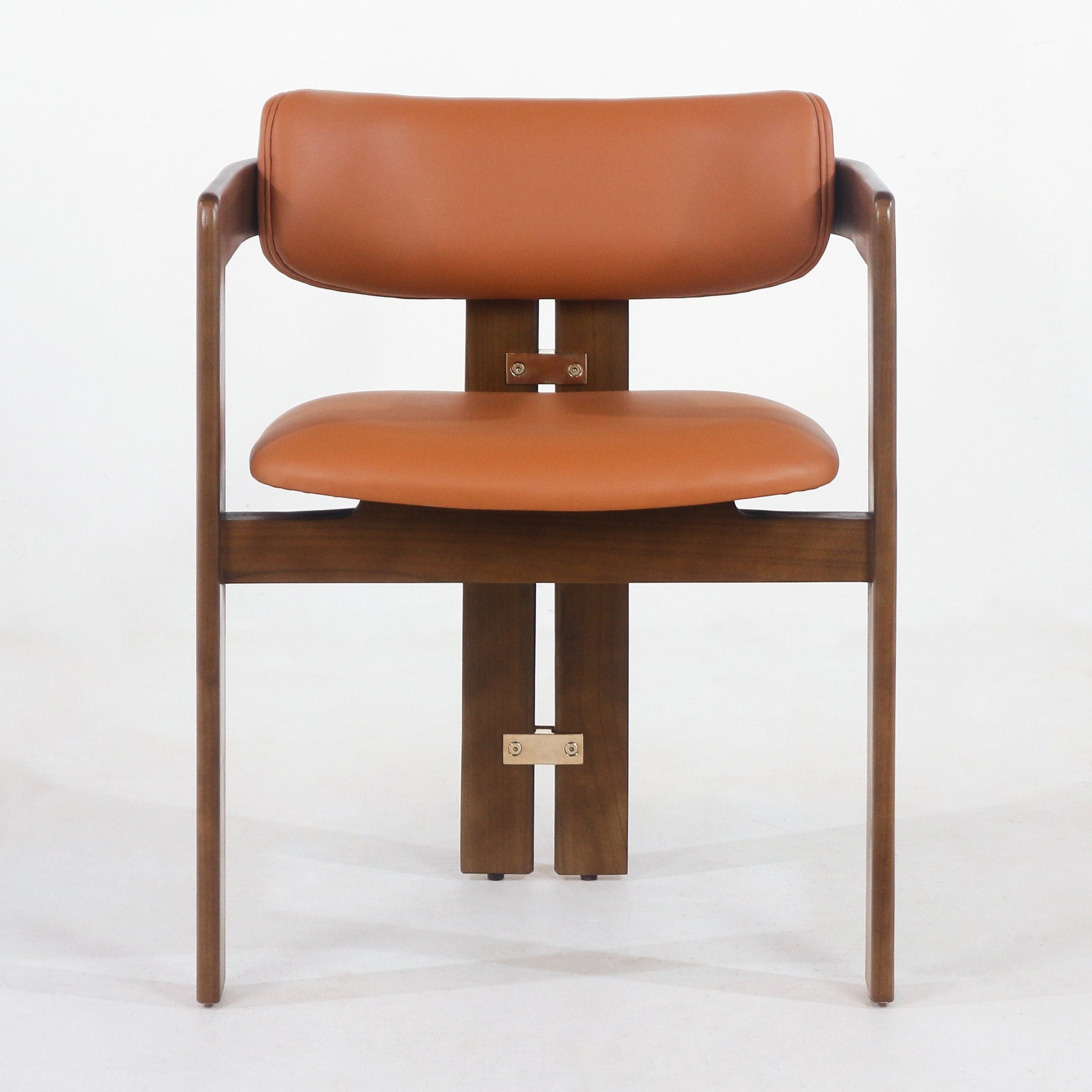 Pamplona Walnut Brown & Tan Leather Dining Chair - INTERIORTONIC