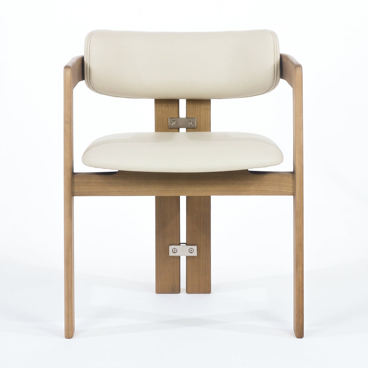 Pamplona Teak &amp; Beige Leather Dining Chair - INTERIORTONIC