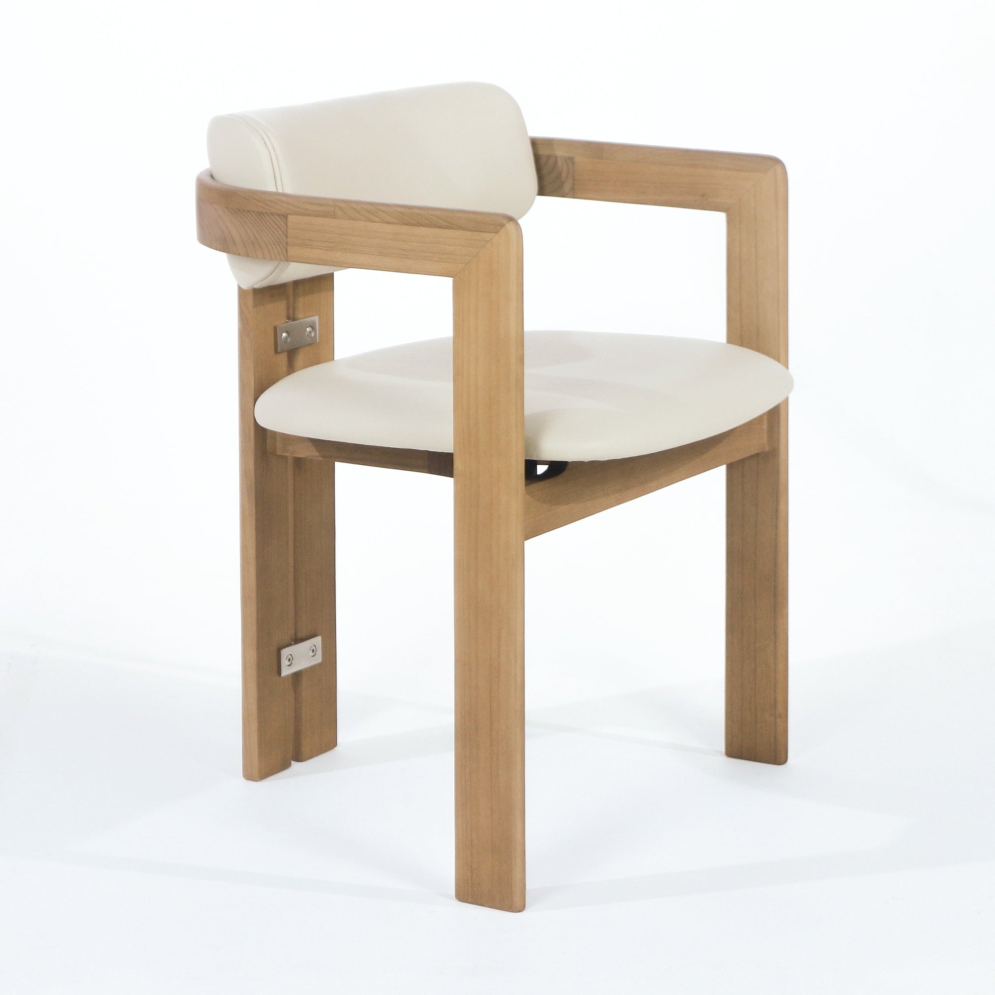 Pamplona Teak & Beige Leather Dining Chair - INTERIORTONIC