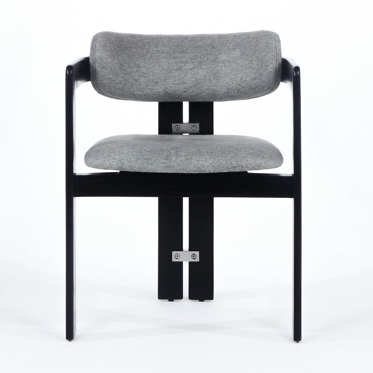 Pamplona Black, Stainless &amp; Grey Boucle Dining Chair - INTERIORTONIC