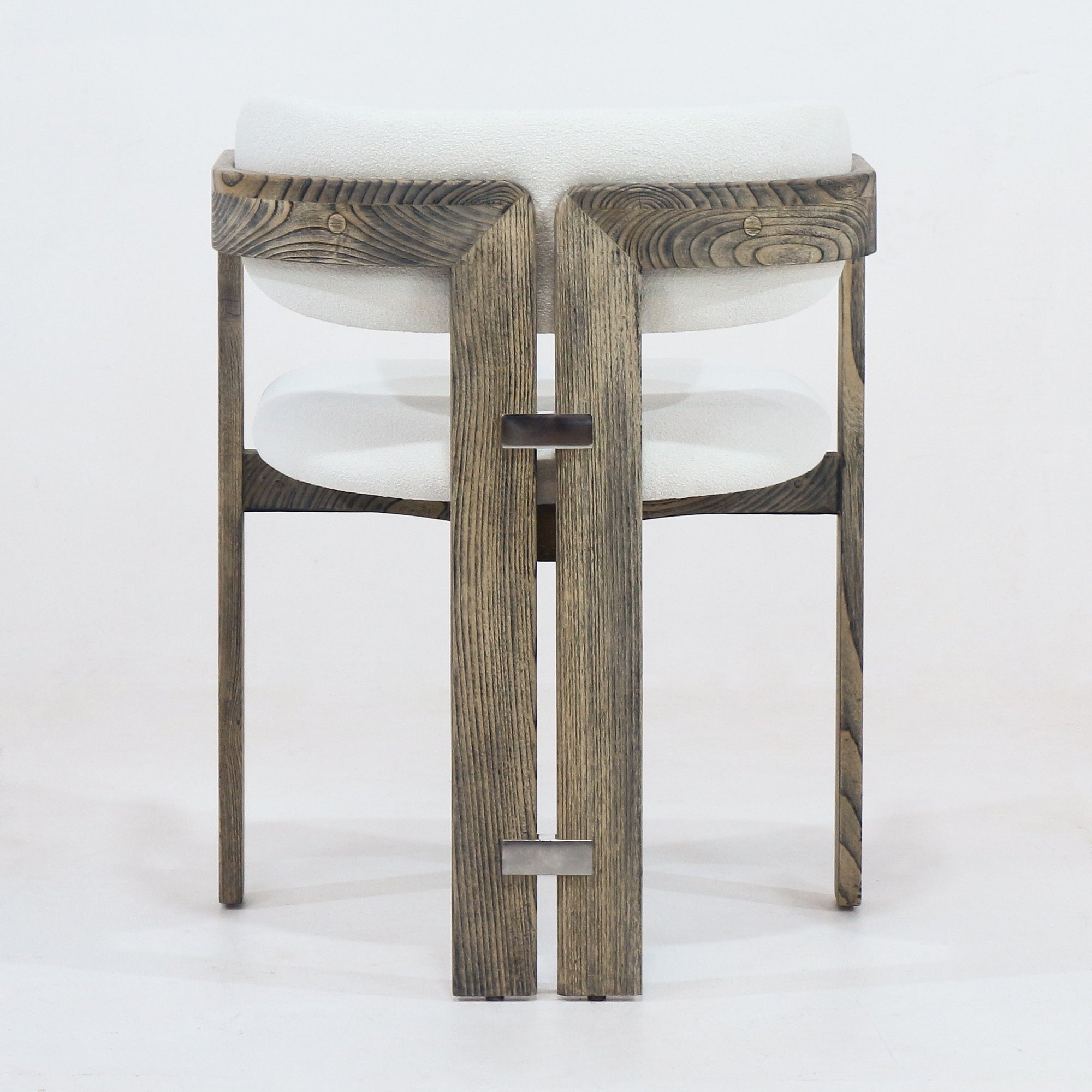Pamplona Rustic Brown & Boucle Dining Chair - INTERIORTONIC