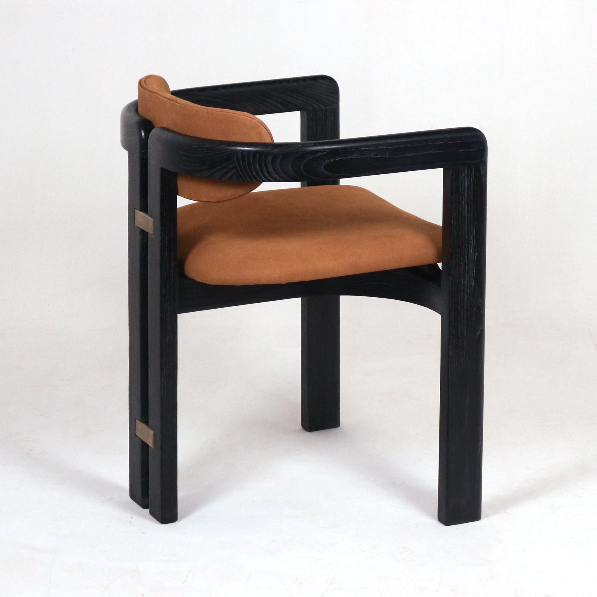 Pamplona Black, Brass & Nubuck Dining Chair - INTERIORTONIC