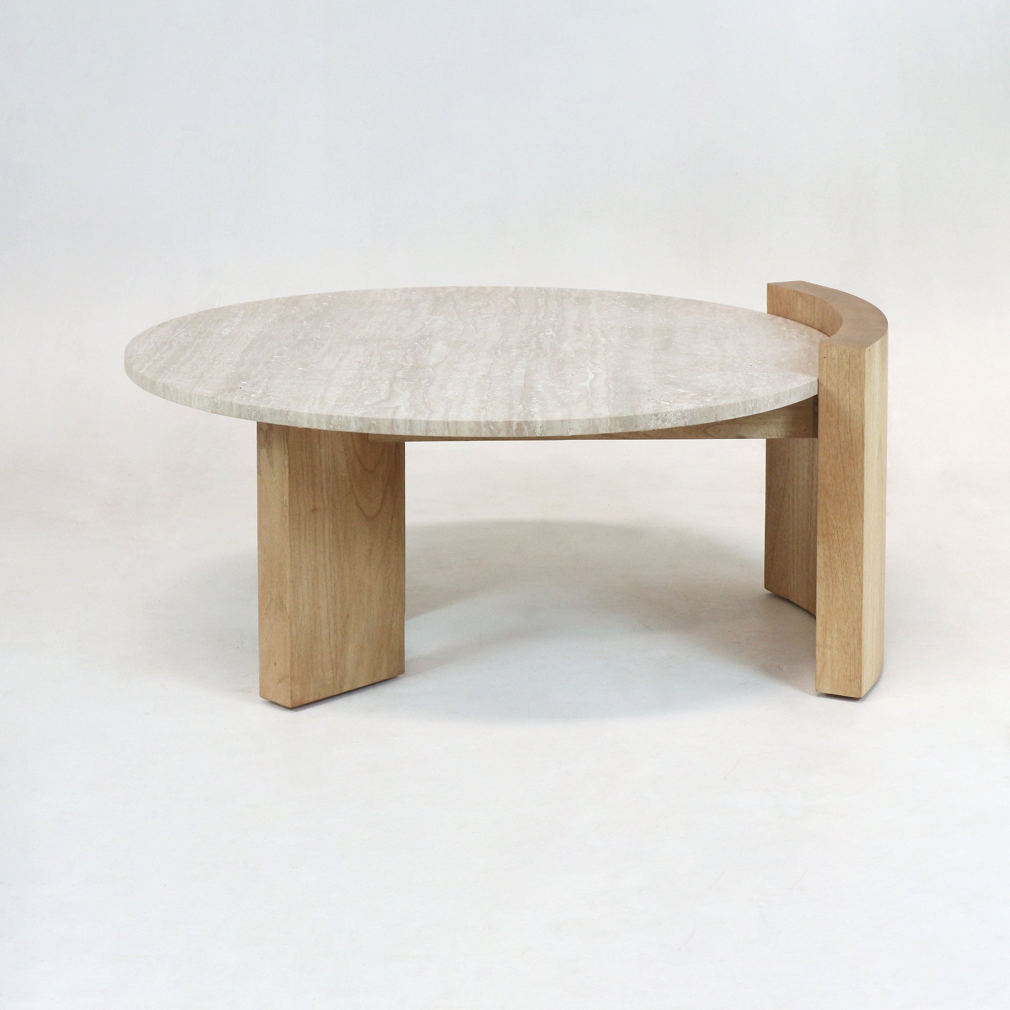 Cordoba Solid Wood & Travertine Coffee Table - INTERIORTONIC