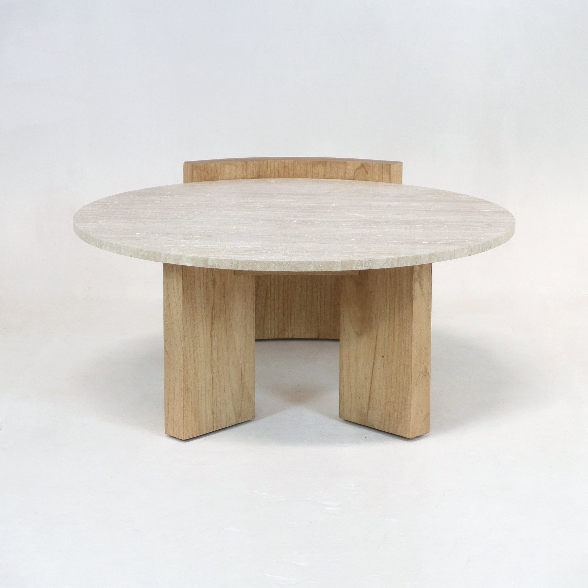 Cordoba Solid Wood & Travertine Coffee Table - INTERIORTONIC