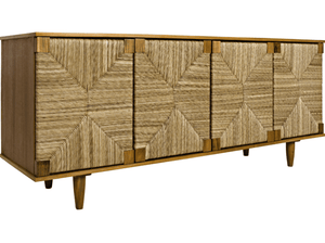 Pho Solid Wood and Seagrass Sideboard - INTERIORTONIC