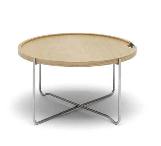 Monti Oak Side Table in Stainless Steel