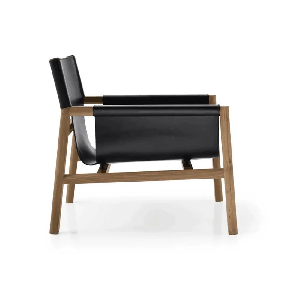Toronto Leather & Teak Accent Chair Teak - INTERIORTONIC