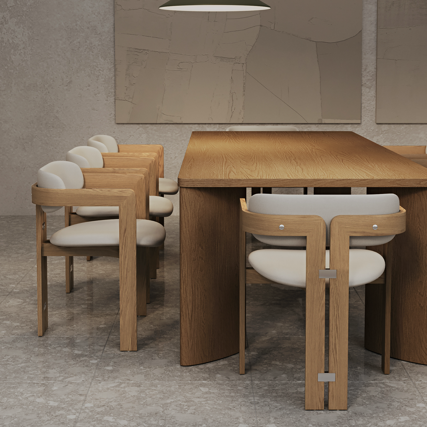 Silla de Comedor Pamplona en Teka y Piel Beige - INTERIORTONIC